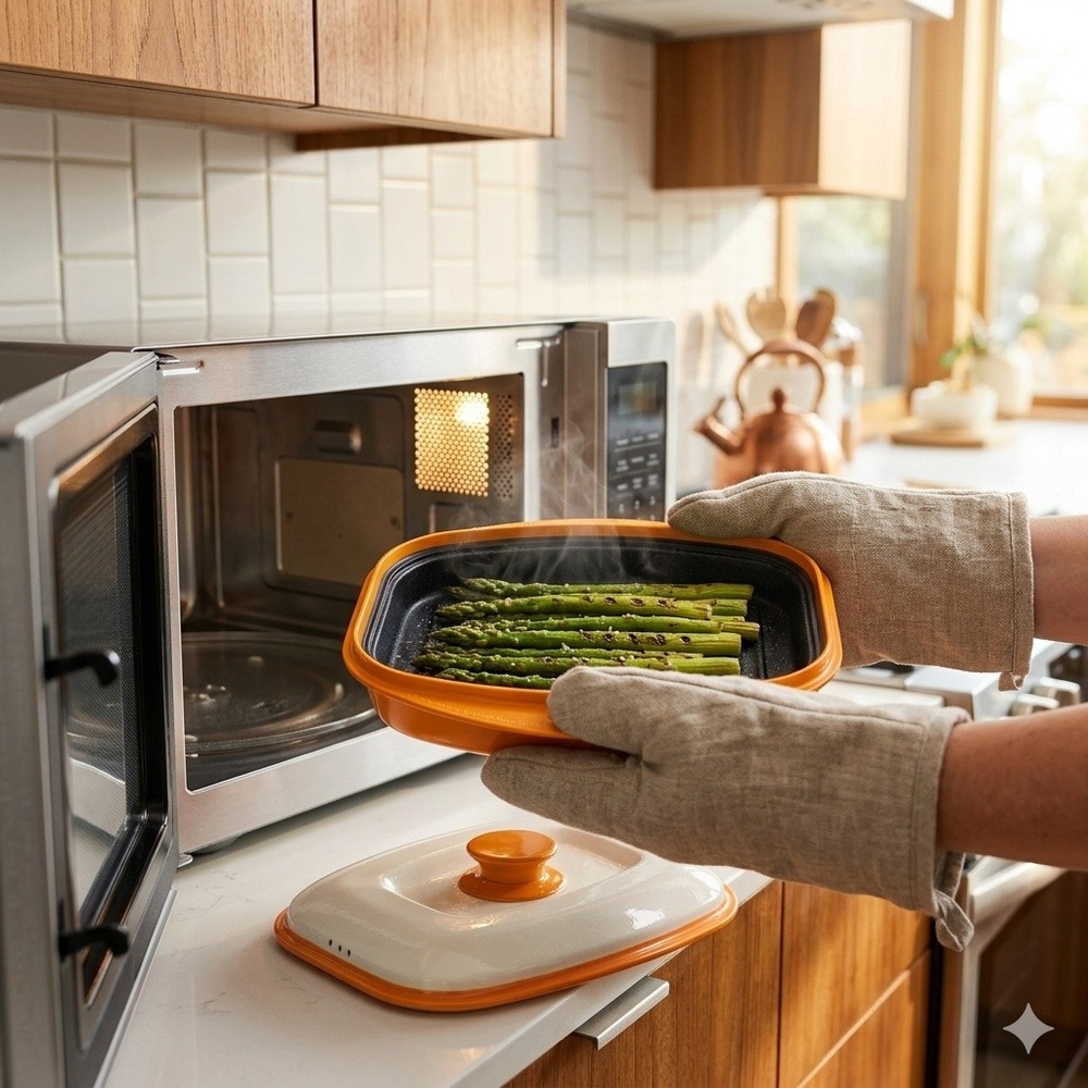 Range Mate Microwave Grill Pan 860ml Multi Cooker Orange White Lid Made in Korea
